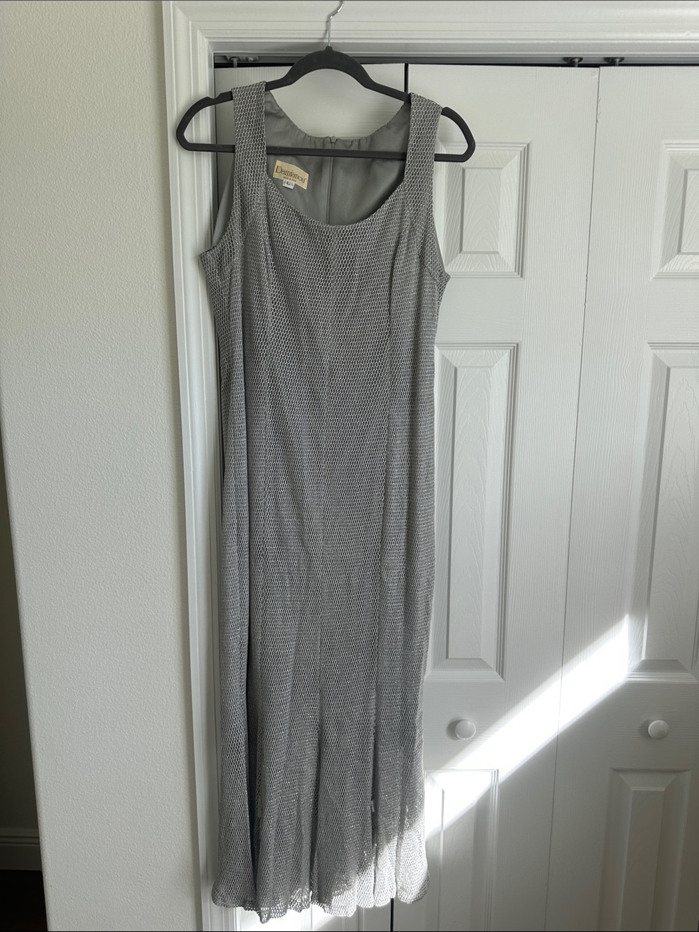 Sleeveless Gray Maxi Dress with Scoop Neck